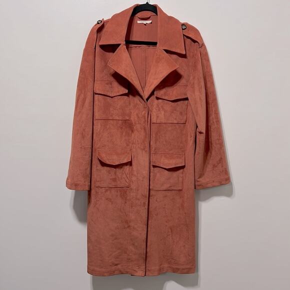 Tularosa Vanessa Rust Faux Suede Trench Coat Size M - Picture 6 of 12